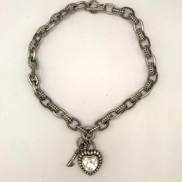 Jewelry - Chunky Necklace with Heart and Key Pendants